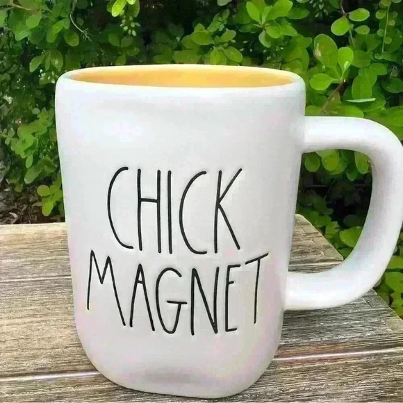 NEW Rae Dunn - CHICK MAGNET - YELLOW Interior Cute Coffee Mug/Cup - HTF - Picture 10 of 13